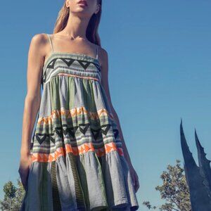 Short loose Doha dress - Devotion Twins in Khaki and Orange